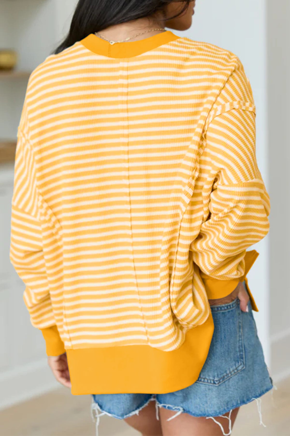 Textured Colorblock Split-Hem Top
