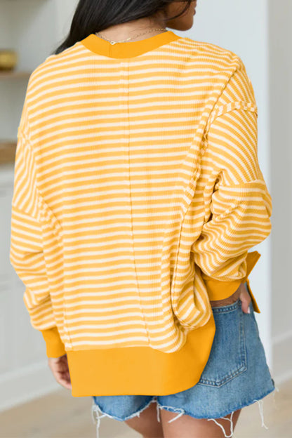 Textured Colorblock Split-Hem Top