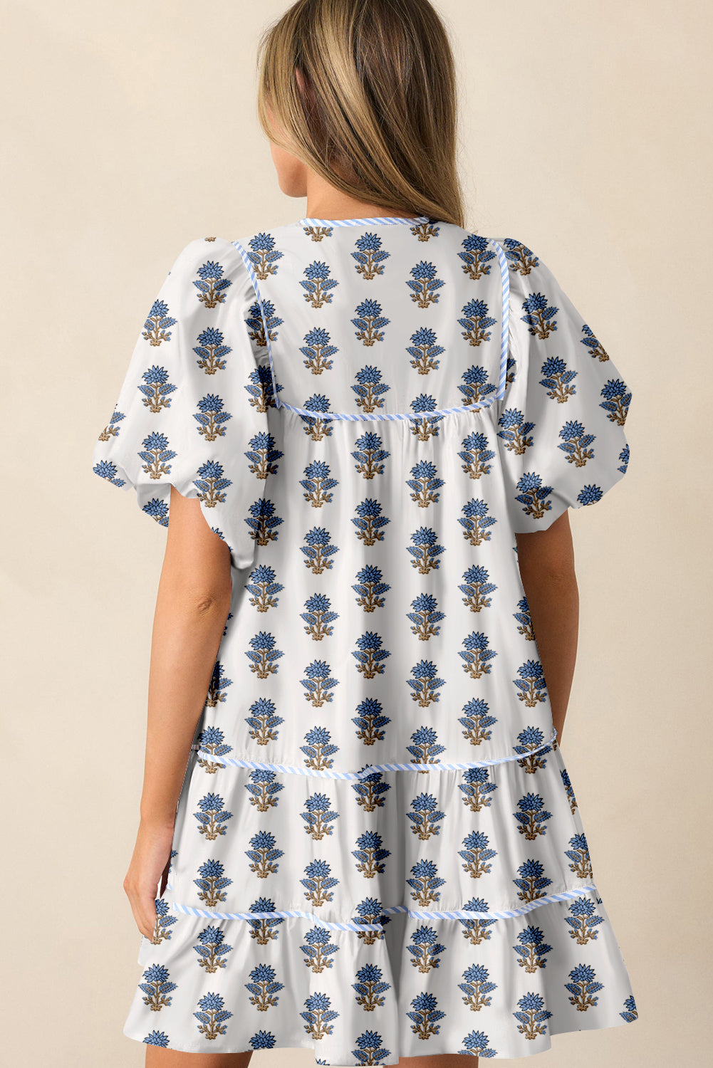 Sunday Picnic Floral Puff Sleeve Mini Dress