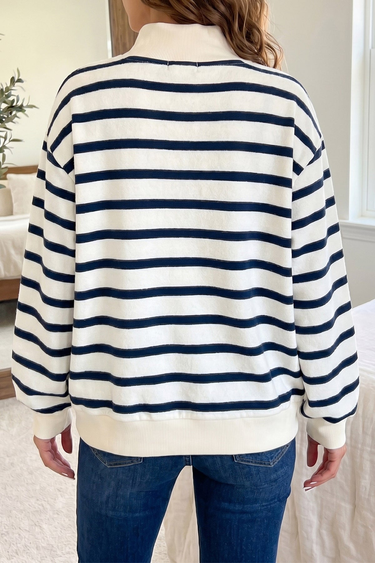 Striped Sequin Rugby Sweatshirt