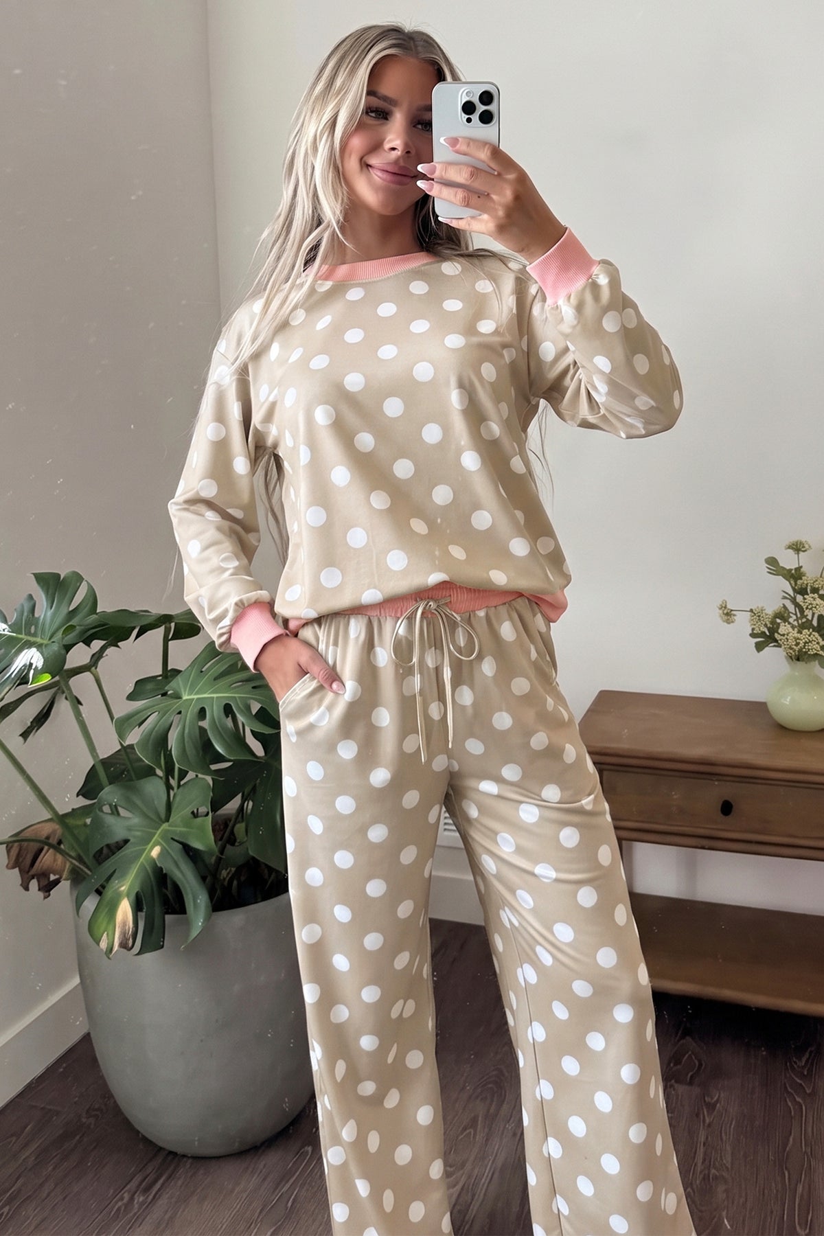Sweet Talk Polka Dot Top And Pants Set