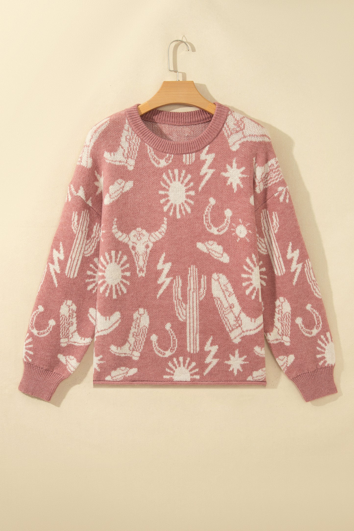 Desert Bloom Western Drop Shoulder Sweater