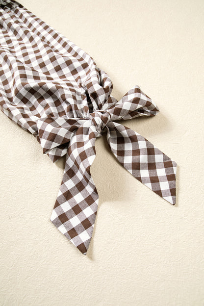 Plaid Tie-Front Button-Up Shirt