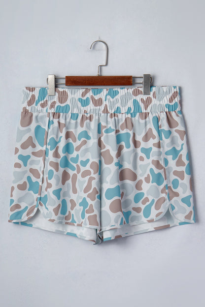 Plus Size Camo Elastic Waist Athleisure Shorts
