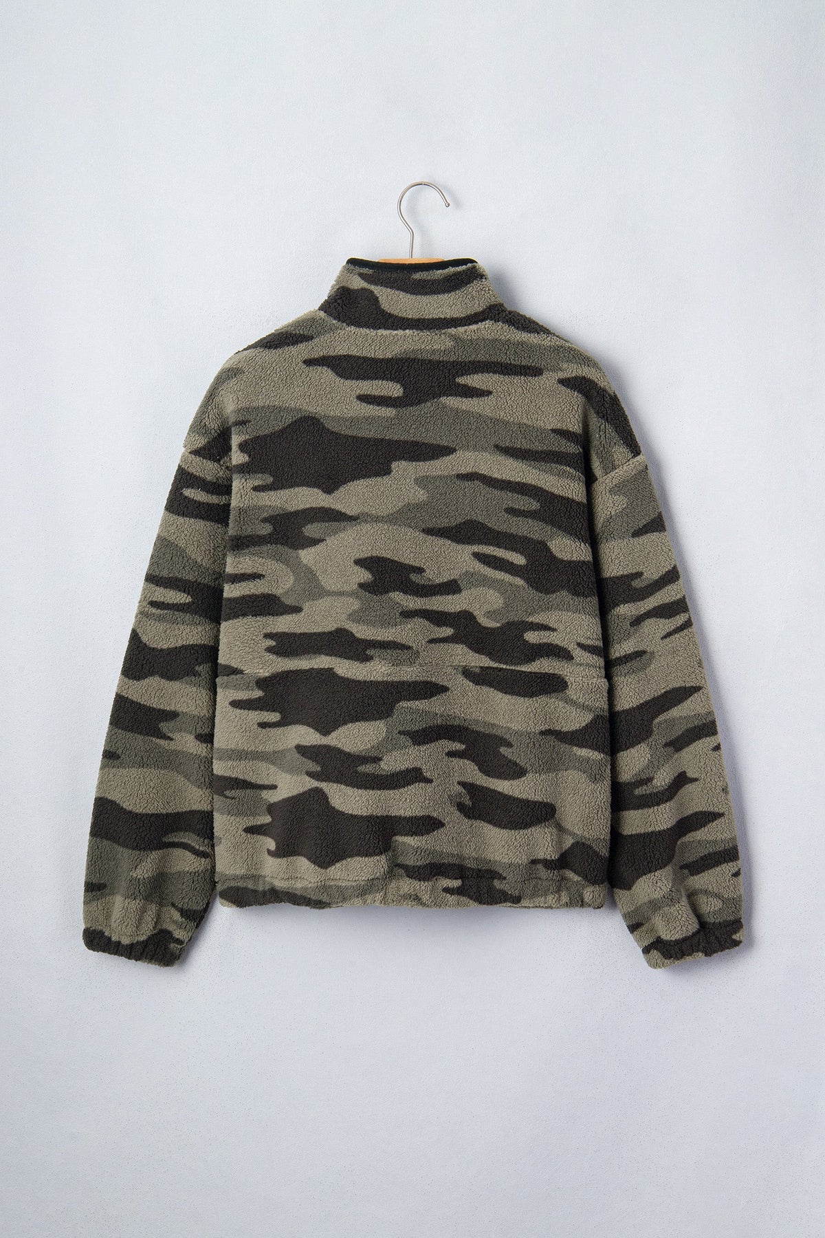 Camo Fleece Kangaroo Pocket Half Zip Sweatshirt