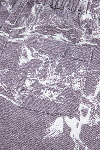 Western Sketch Denim Shorts