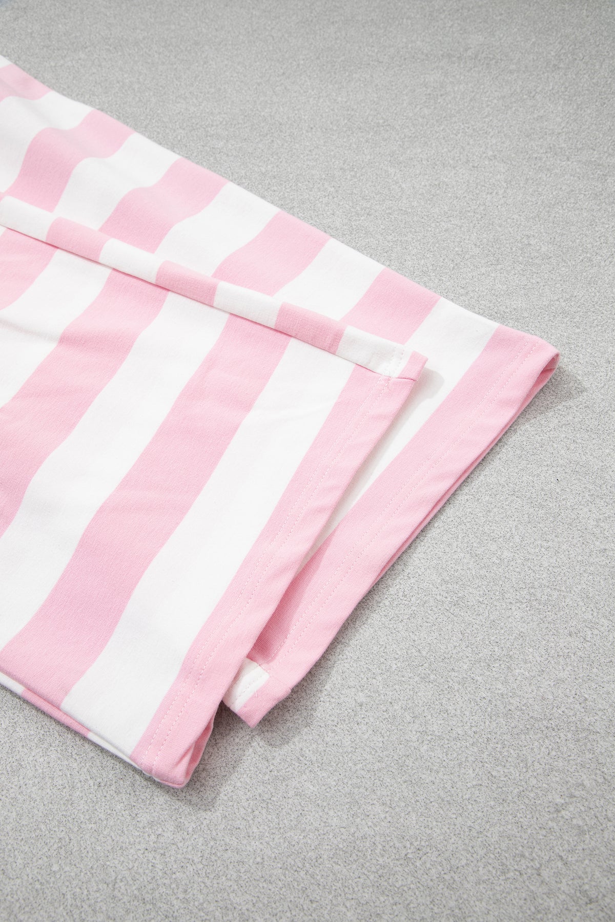 Pink Stripe Half-Zip Pants Set