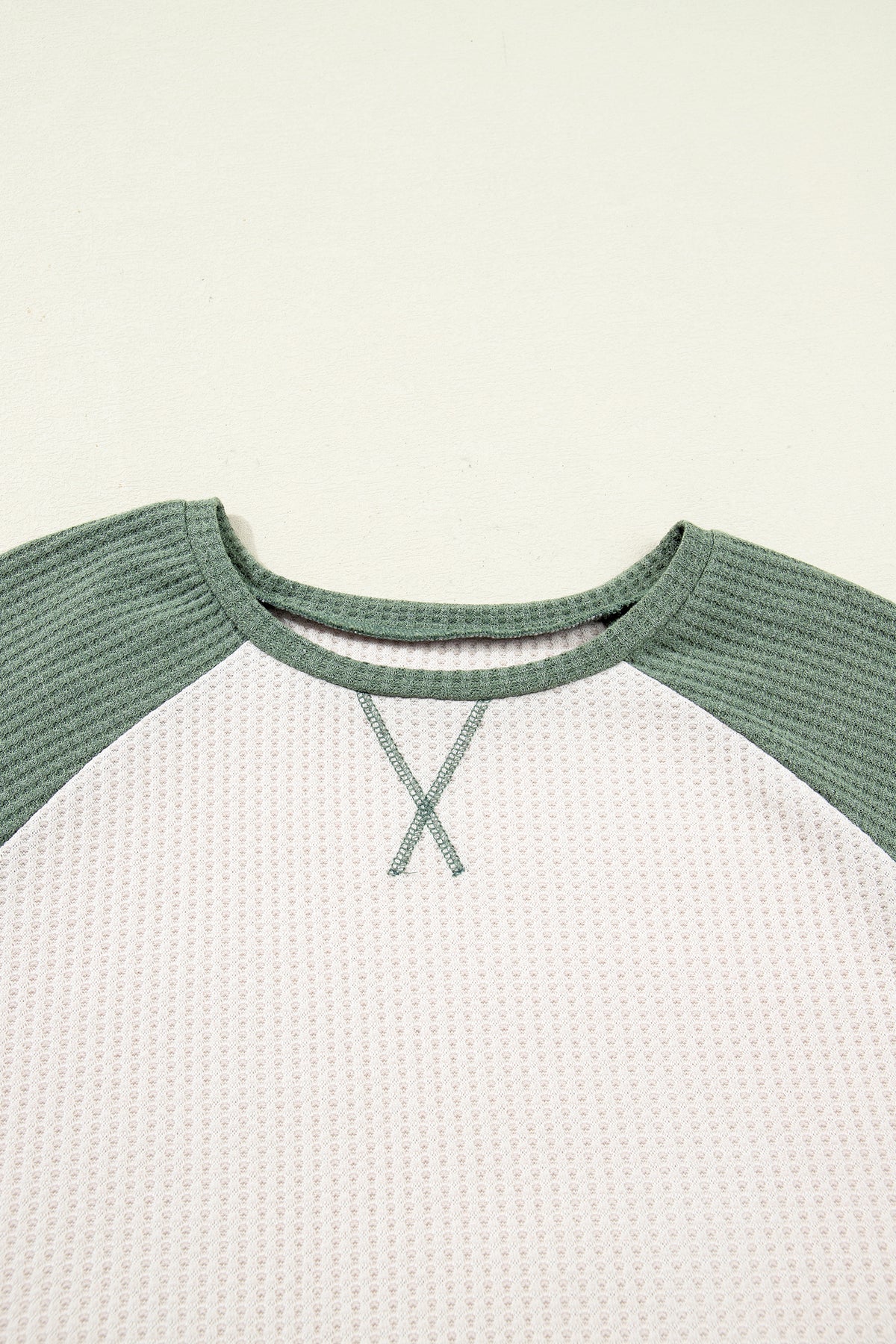 Mist Green Waffle Colorblock Top