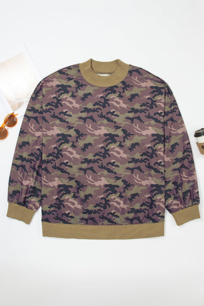 Plus Size Camo Mock-Neck Sweatshirt — product image 2