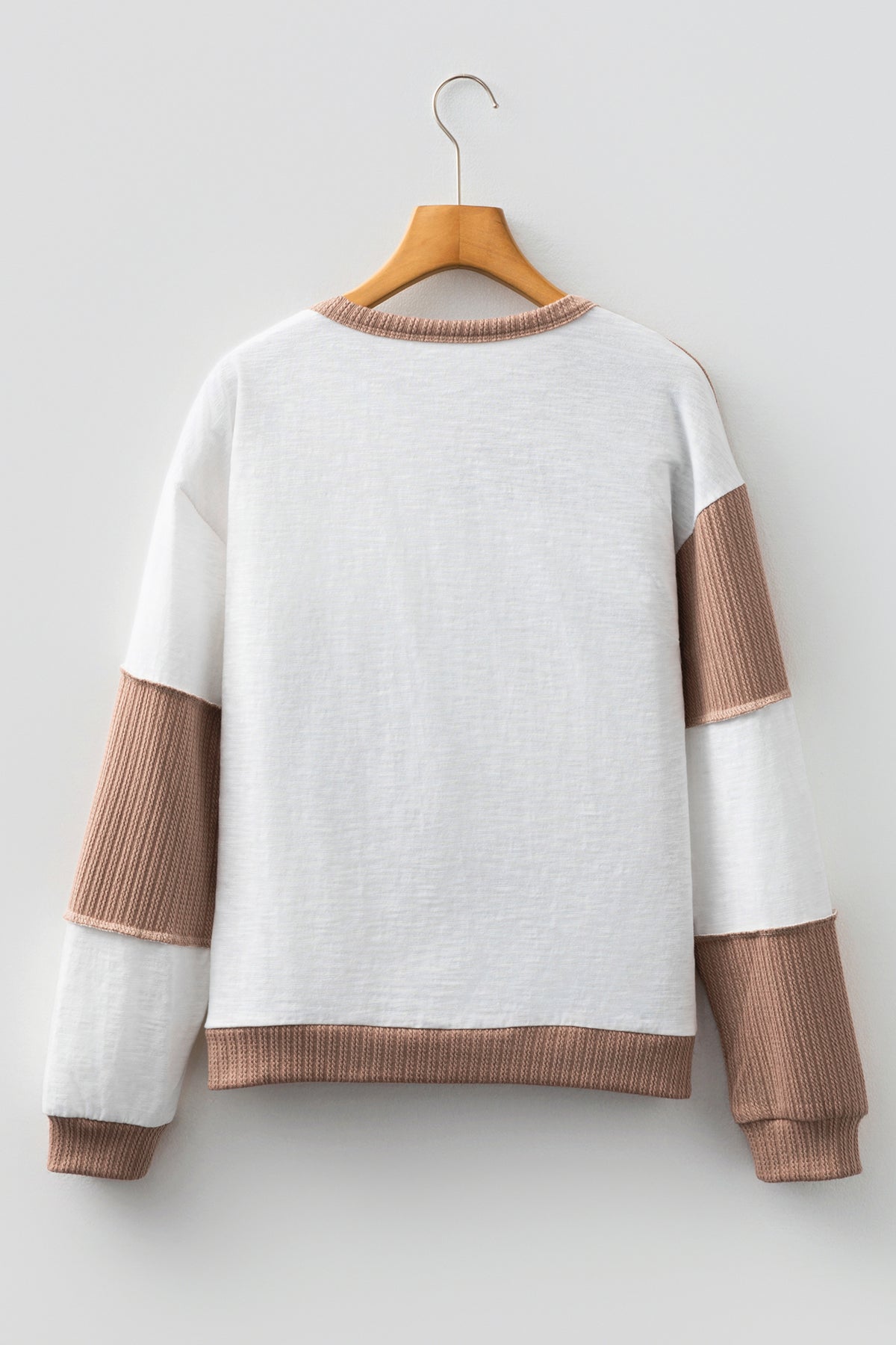 Khaki Check Colorblock Knit Top
