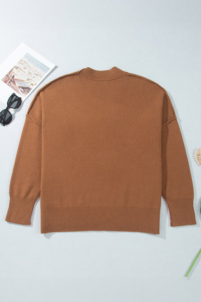 Chestnut Ribbed Tunic Sweater