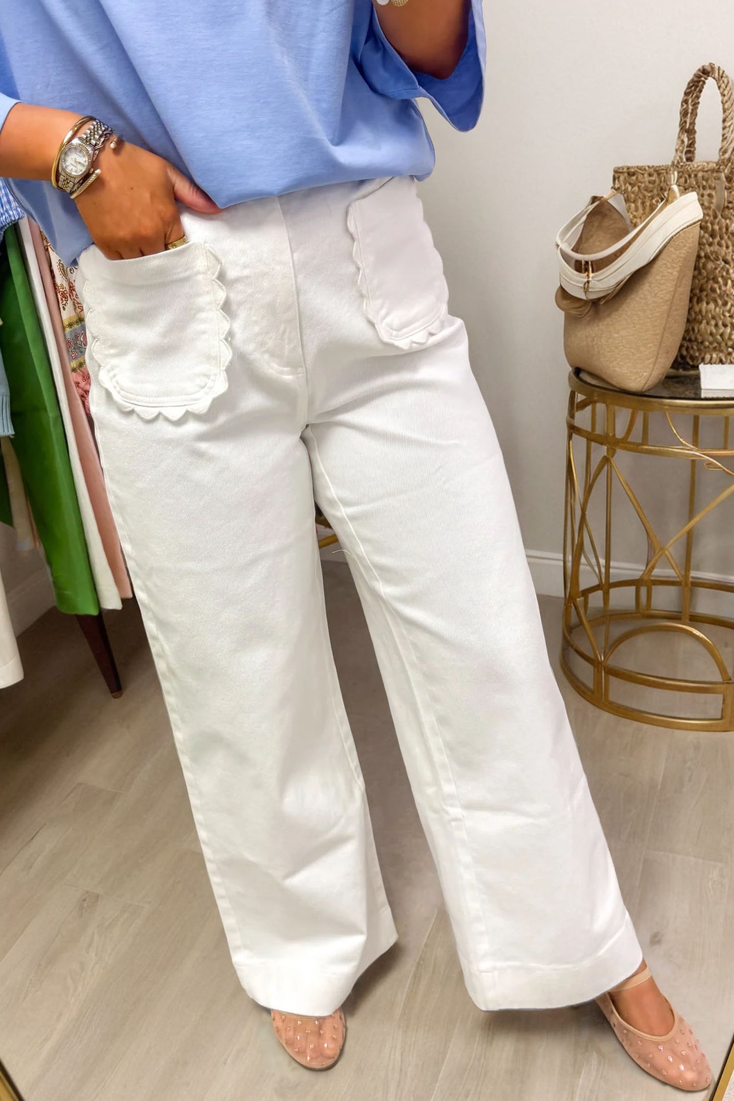 Meadow Lane Scalloped Pocket Jeans