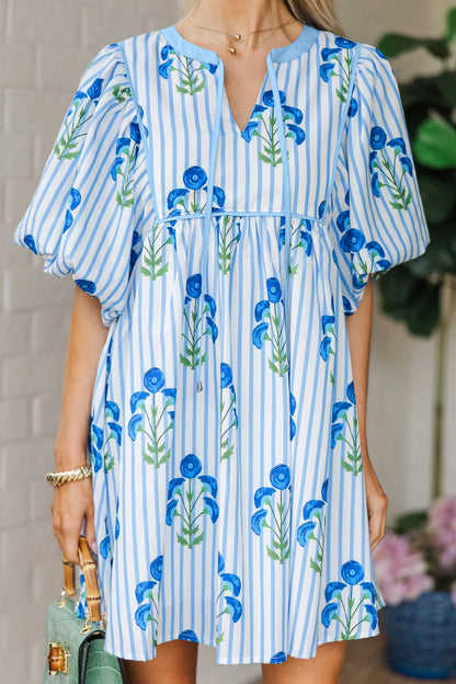 Meadow Mix Floral Striped Mini Dress