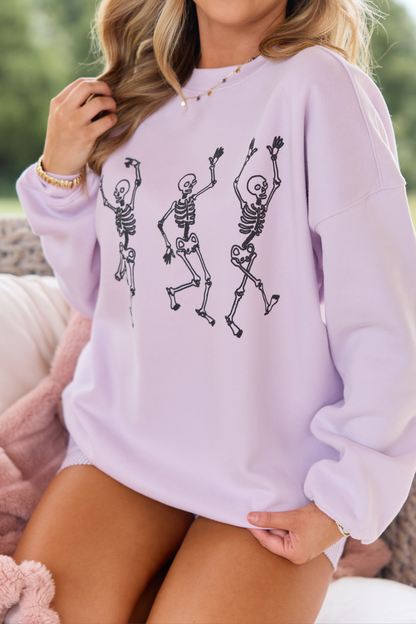 Skeletons Dancing Purple Oversized Graphic Sweatshirt FINAL SALE