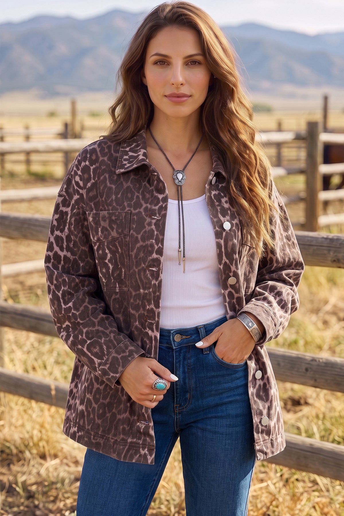 Leopard Denim Pocket Jacket