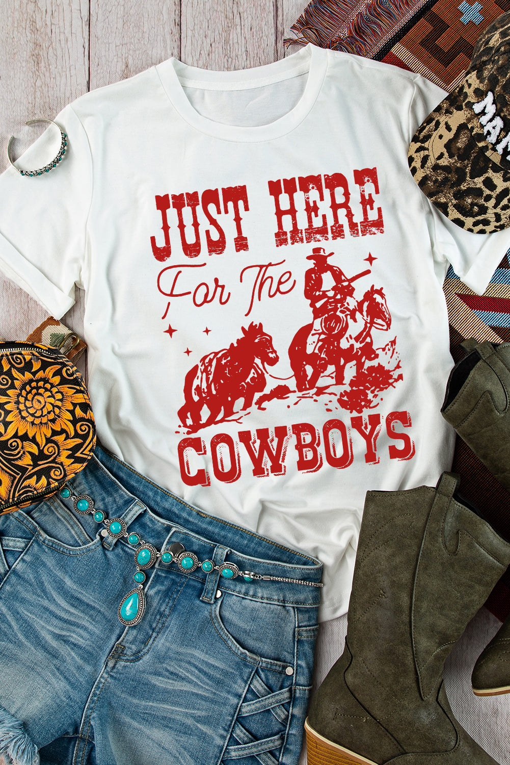 Just Here Cowboy Western Tee