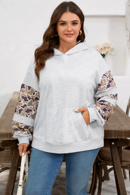 Light Grey Camo Patchwork Hoodie