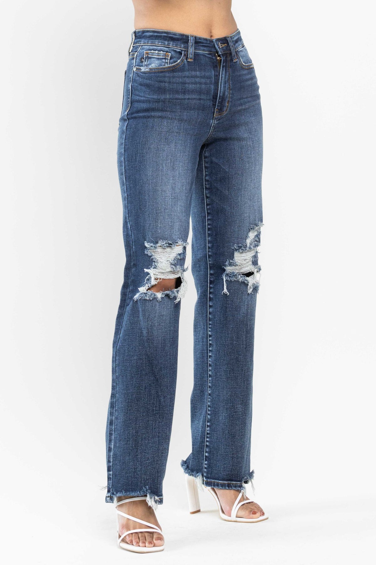 Judy Blue High Waist 90s Distressed Straight Jeans