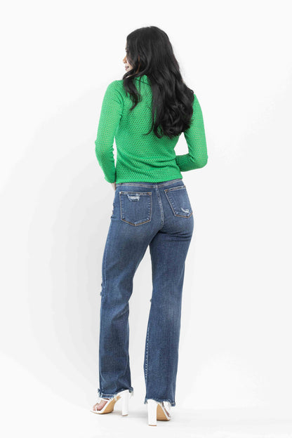 Judy Blue High Waist 90s Distressed Straight Jeans