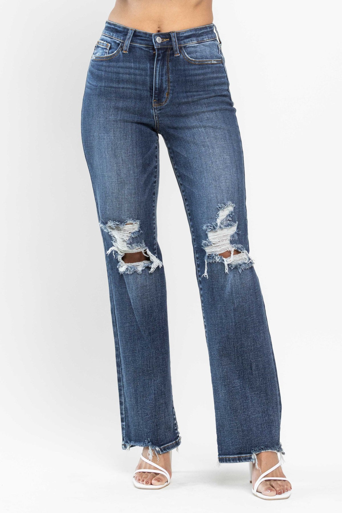 Judy Blue High Waist 90s Distressed Straight Jeans