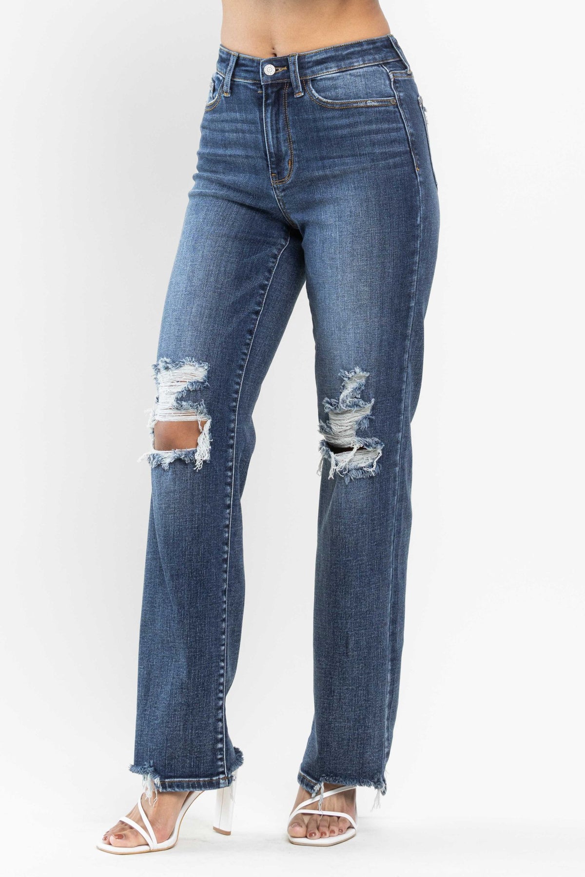 Judy Blue High Waist 90s Distressed Straight Jeans