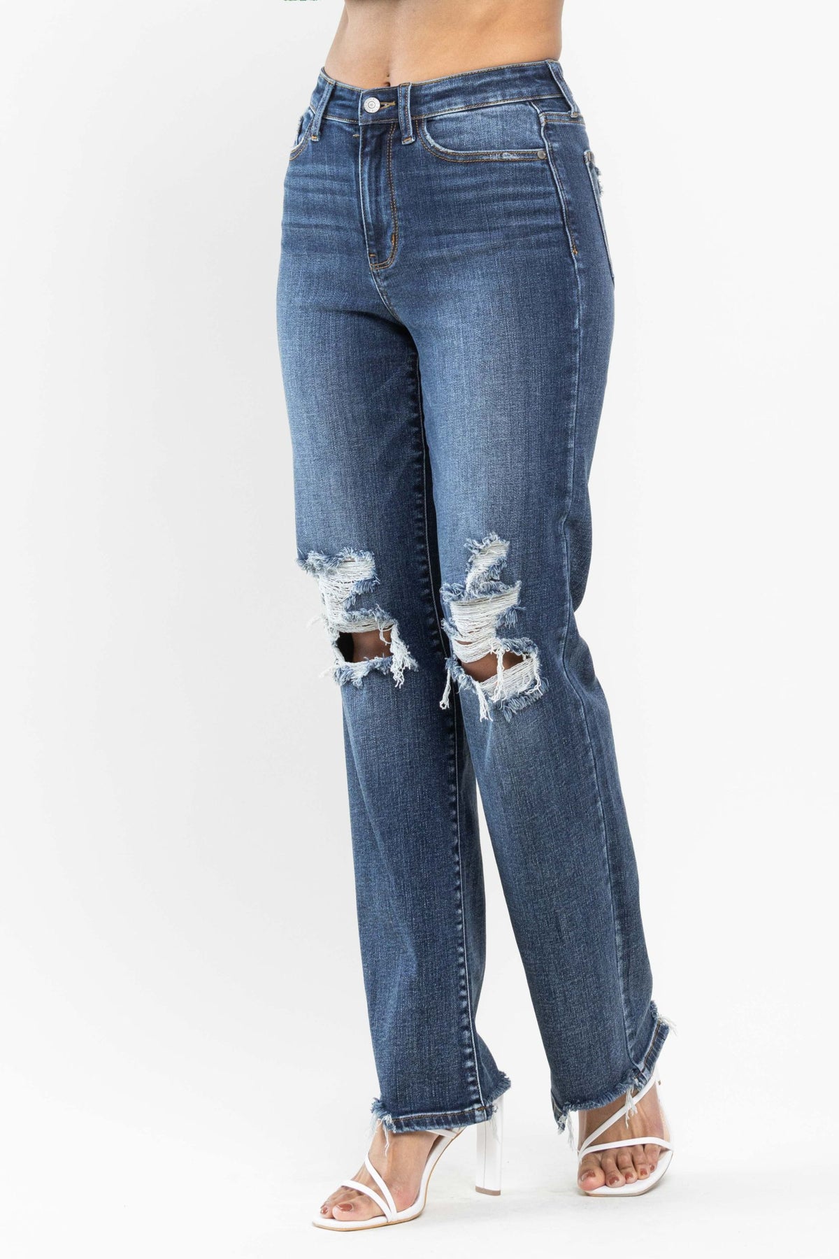 Judy Blue High Waist 90s Distressed Straight Jeans