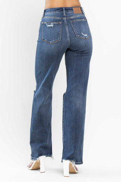 Judy Blue High Waist 90s Distressed Straight Jeans