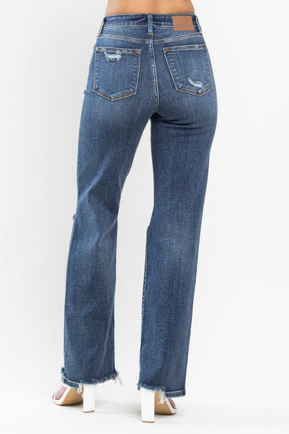 Judy Blue High Waist 90s Distressed Straight Jeans