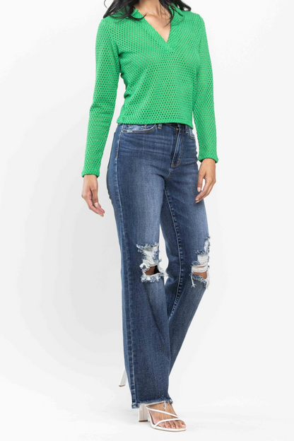 Judy Blue High Waist 90s Distressed Straight Jeans