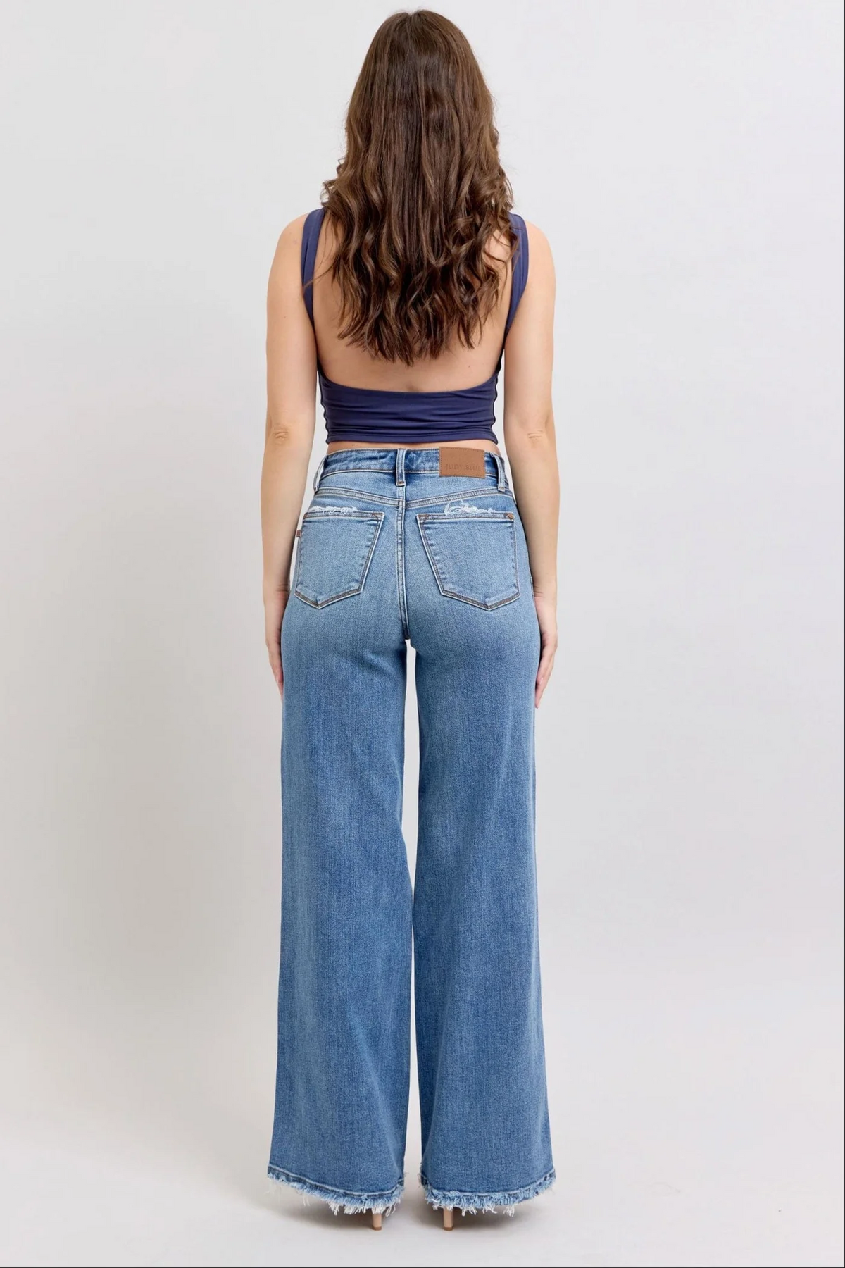 Judy Blue Lux Retro Wide Leg Jeans — Light Distressing