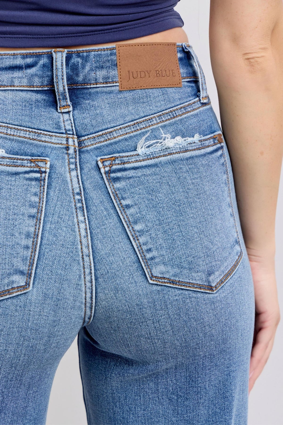 Judy Blue Lux Retro Wide Leg Jeans — Light Distressing