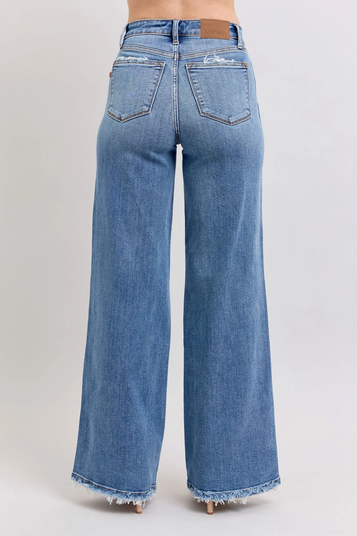Judy Blue Lux Retro Wide Leg Jeans — Light Distressing