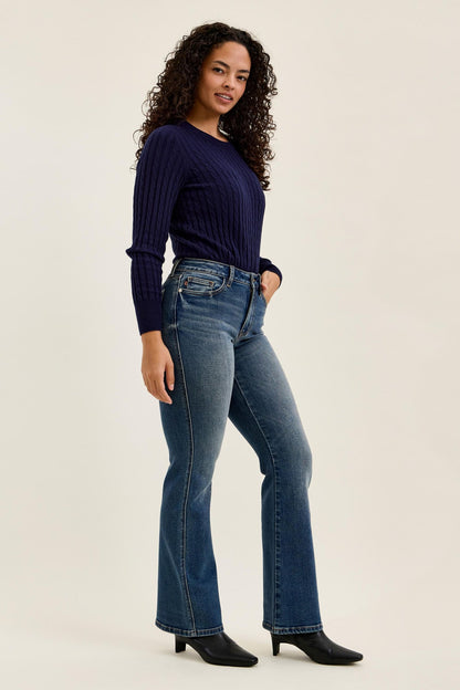 Judy Blue Mid Rise Daisy Bootcut Jeans — Dusk Rider Indigo