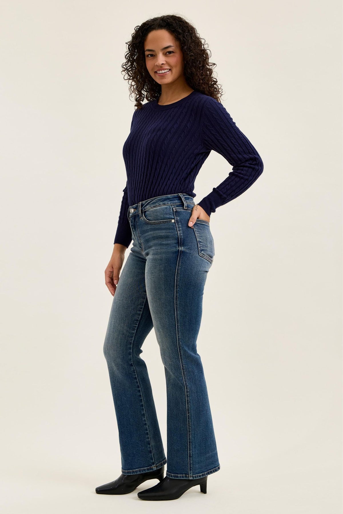 Judy Blue Mid Rise Daisy Bootcut Jeans — Dusk Rider Indigo