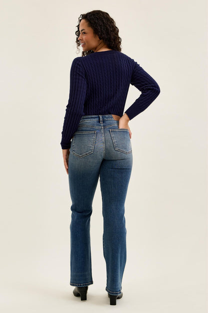 Judy Blue Mid Rise Daisy Bootcut Jeans — Dusk Rider Indigo