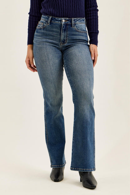 Judy Blue Mid Rise Daisy Bootcut Jeans — Dusk Rider Indigo
