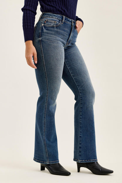 Judy Blue Mid Rise Daisy Bootcut Jeans — Dusk Rider Indigo