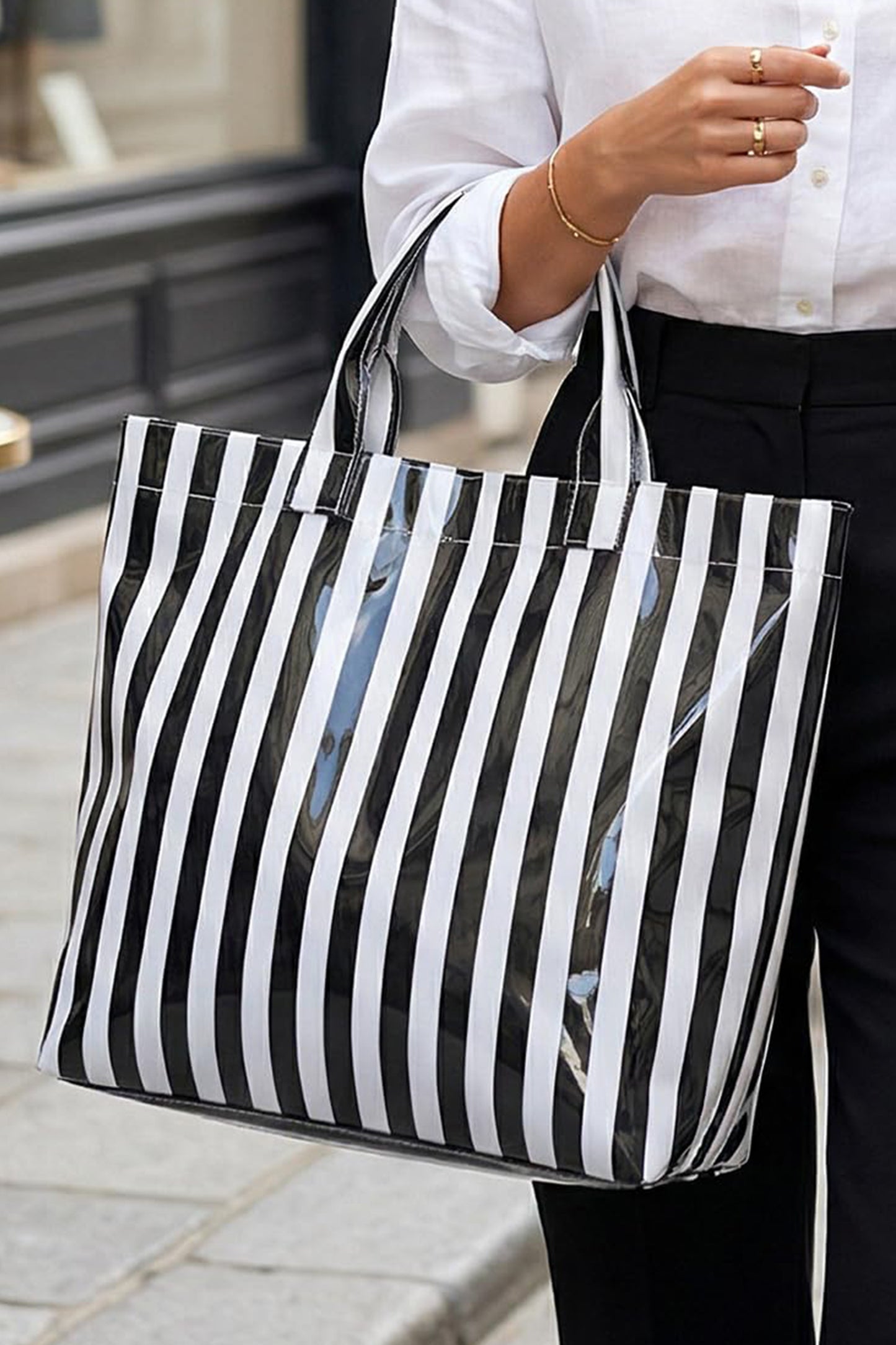 Boardwalk Striped Vinyl Tote