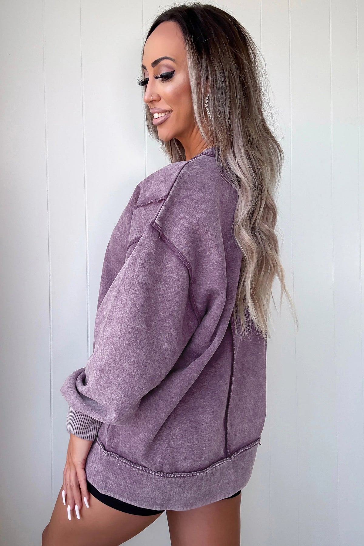 Mineral Wash Side-Slit Sweatshirt