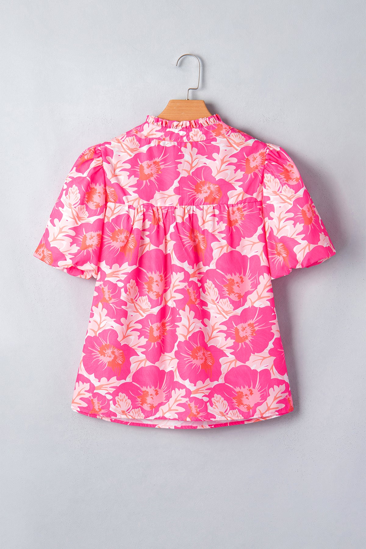 Floral Bubble-Sleeve Blouse
