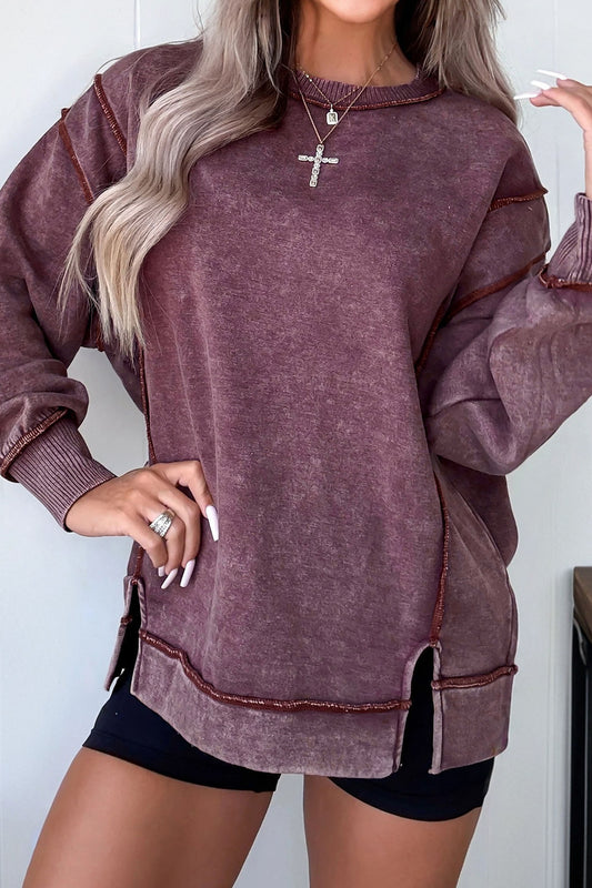 Mineral Wash Side-Slit Sweatshirt