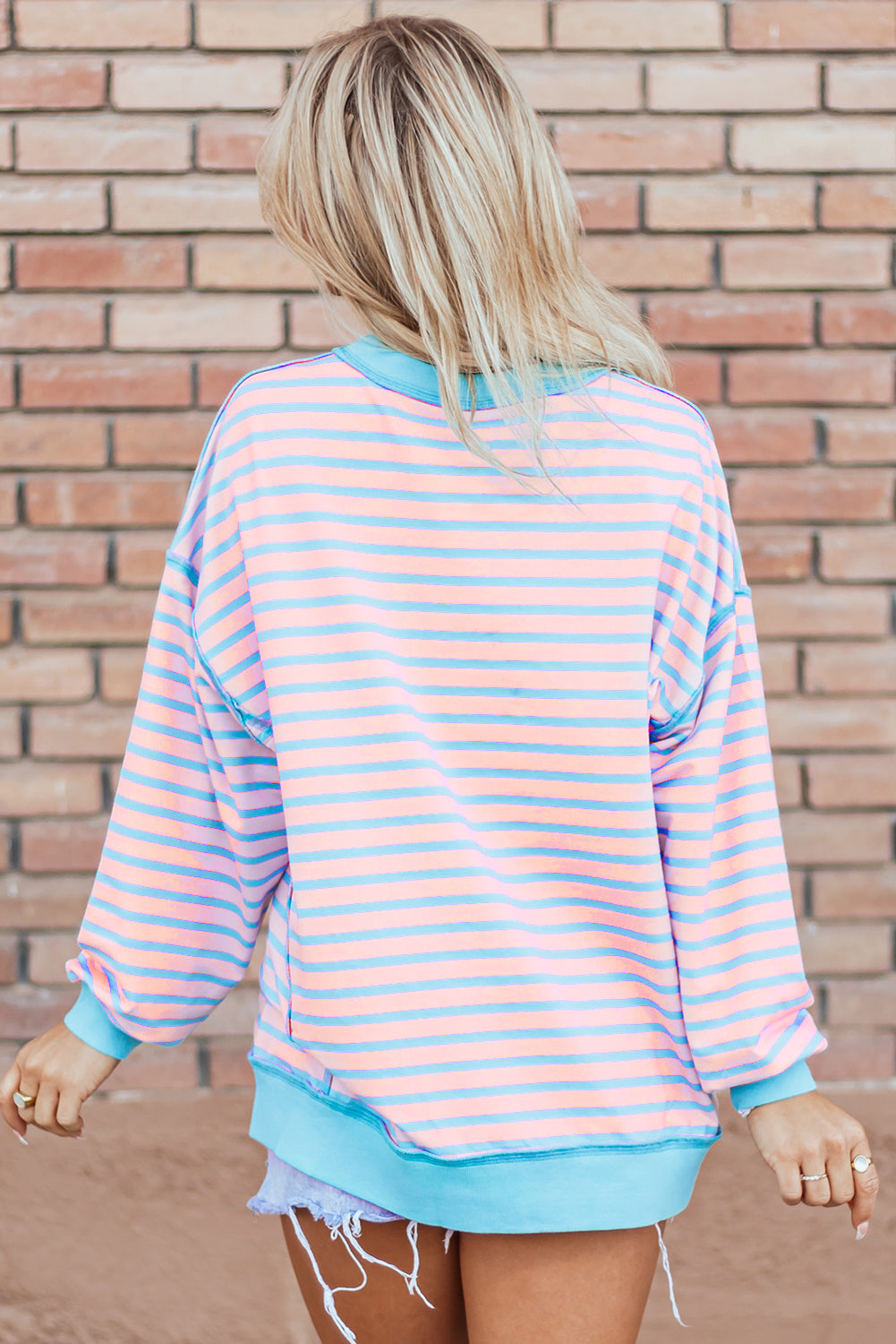 Striped High-Low Tunic Sweatshirt