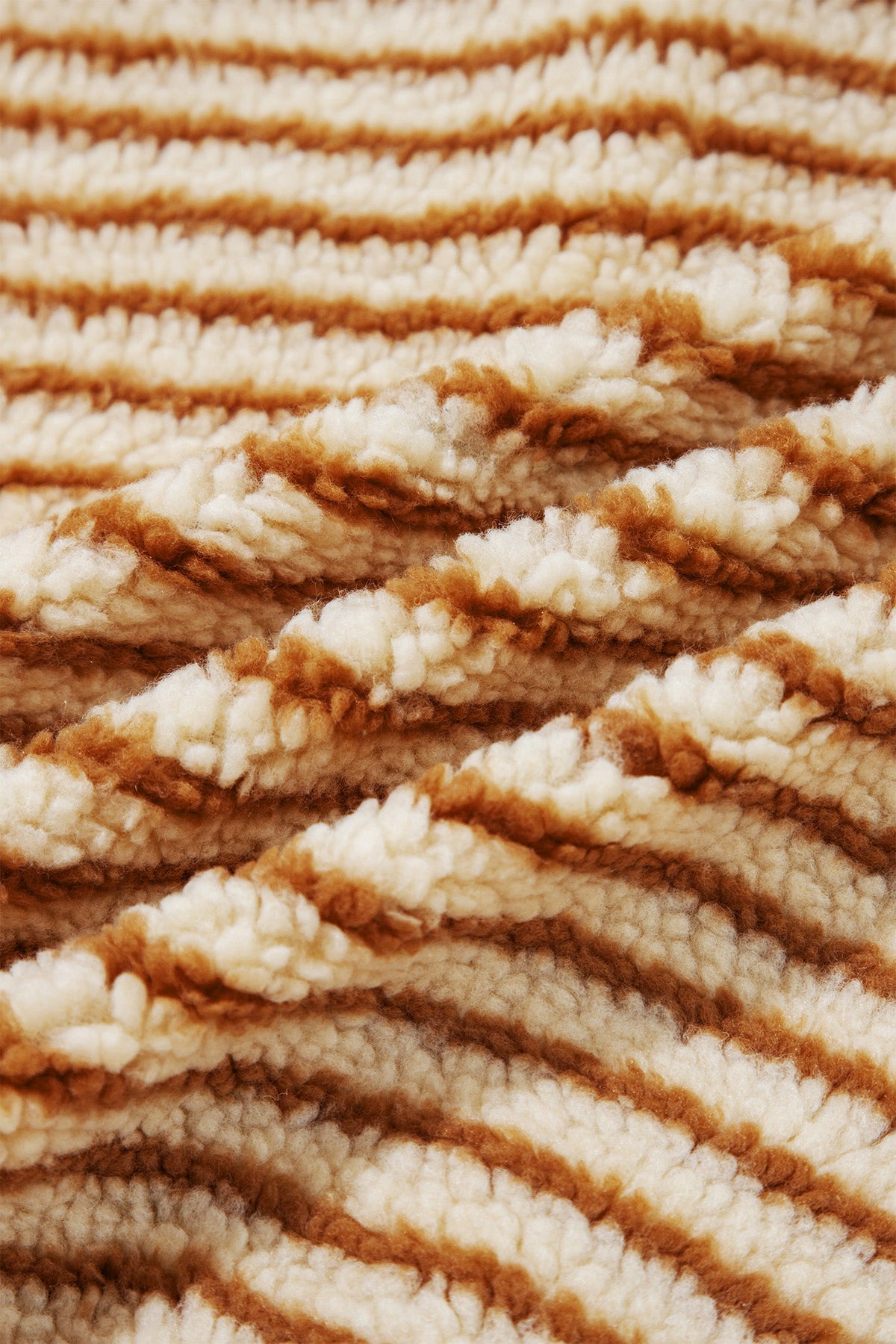 Brown Stripe Ruffle Collar Fleece Jacket