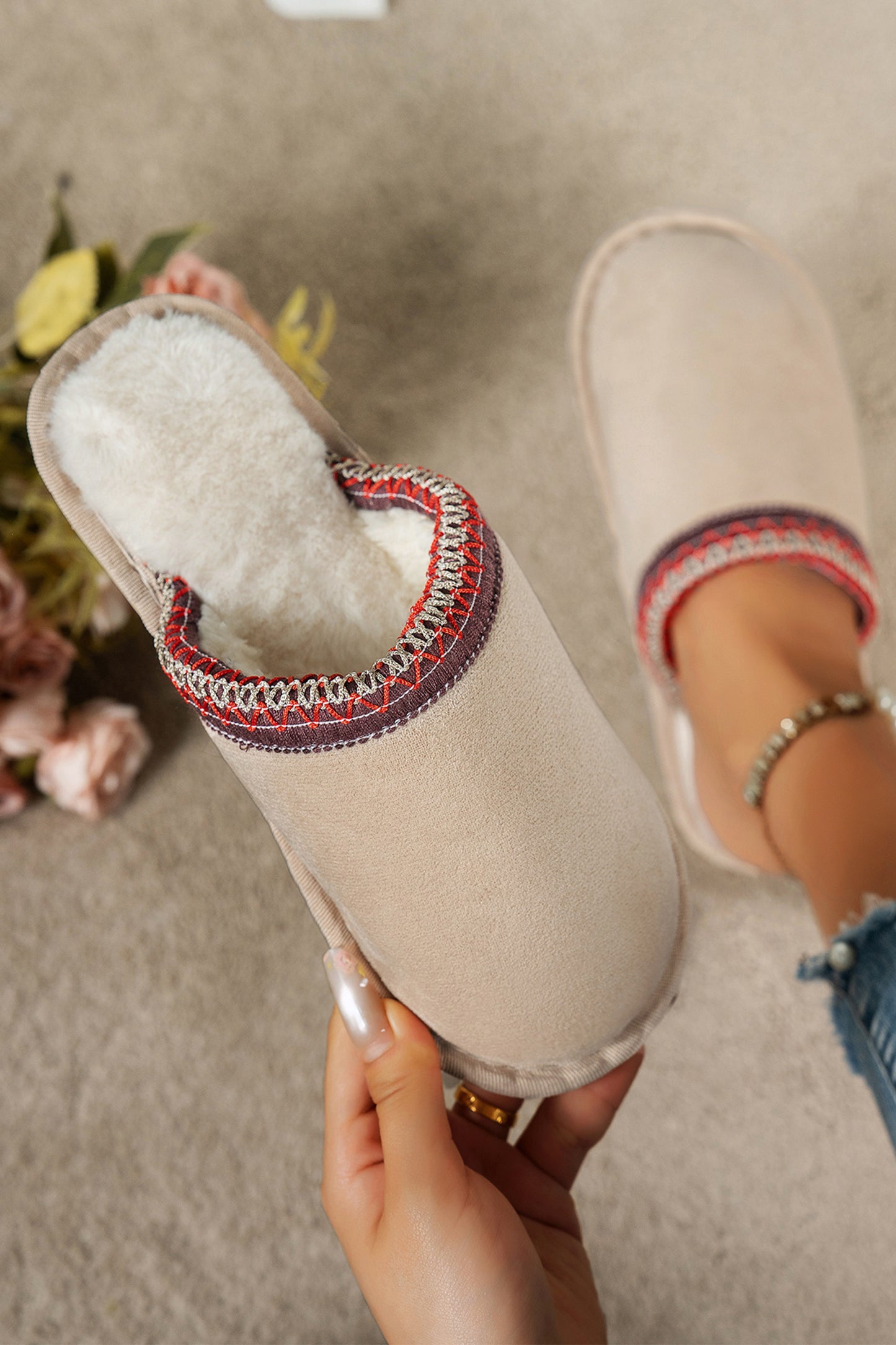 Hearth Faux Suede Plush Lined Slippers