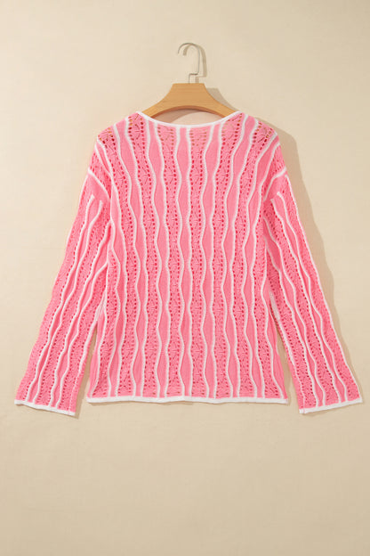 Cloud Nine Wavy Eyelet Knit Sweater