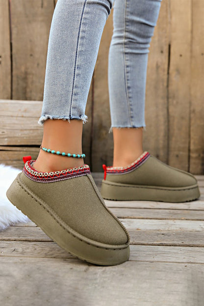 Hearthside Faux Suede Embroidered Platform Slippers