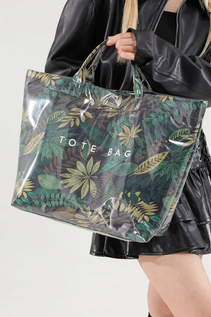 Palm Grove Tropical Print Travel Tote