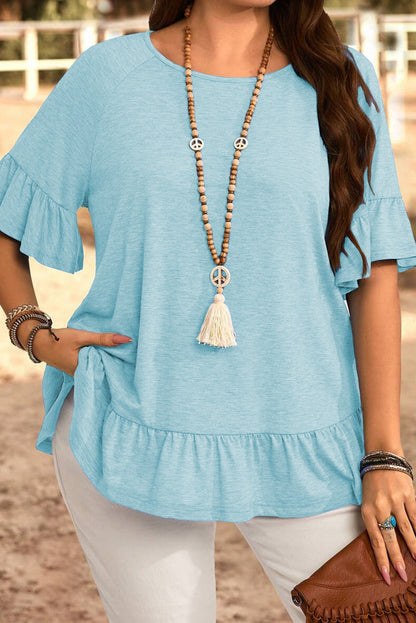 Ruffled Short-Sleeve Blouse