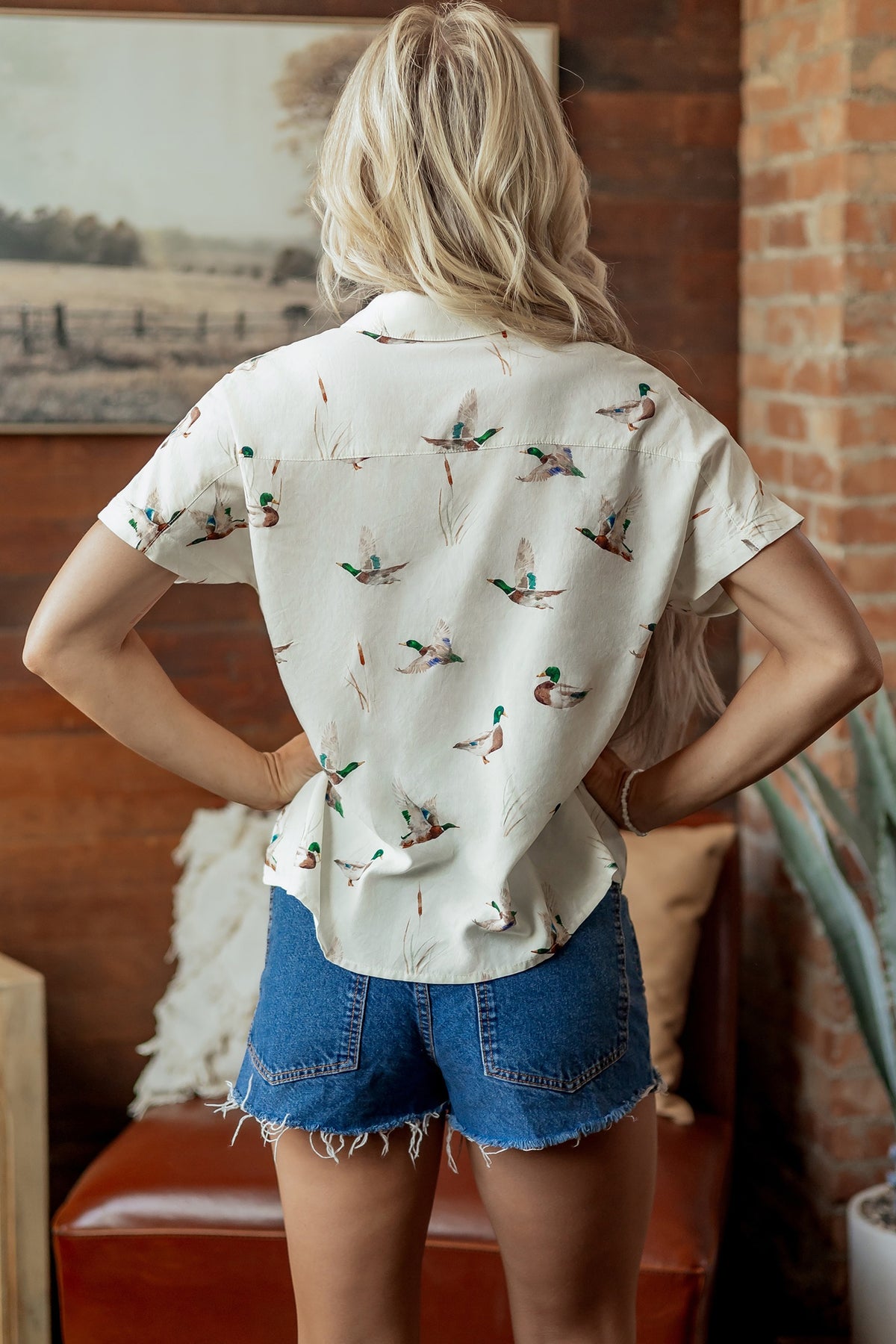 Mallard Print Pocket Button-Up Shirt