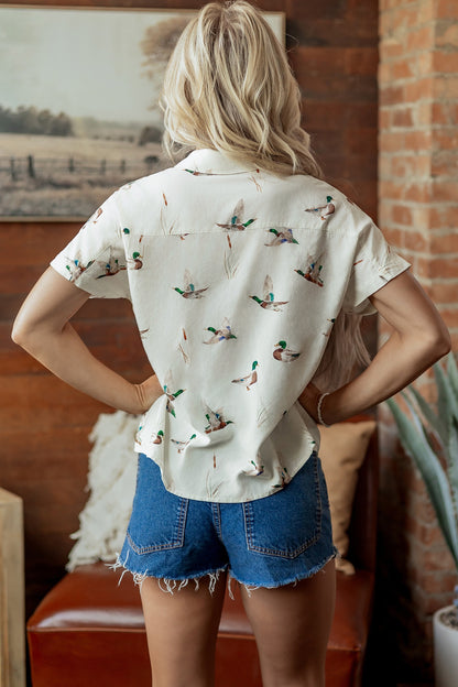 Mallard Print Pocket Button-Up Shirt
